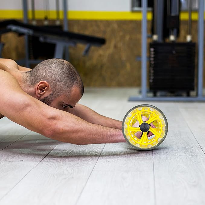 SUPVOX Twin-wheel Fitness Ab Roller Wheel for Core Strengthening, Yellow Abs Plastic Abdominal Exercise Device for Home Gym Weight Loss and Muscle Toning