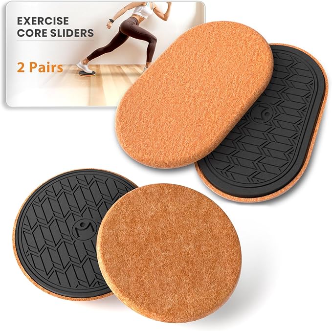MUYOS Sliders for Working Out, 2 Pairs Exercise Core Sliders – Oval (9-1/2" x 5-3/4") & Round (7"), Sliding Discs for Strength Training, Abdominal & Core Workouts on Hardwood Floors, Protects Floors W