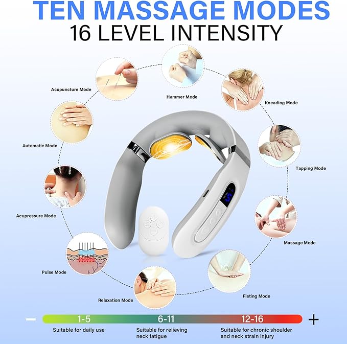 Richie House Neck Massager with Heat, Neck Massager for Pain Relief Deep Tissue,Electric Portable Neck Massager with Heat for Women Men