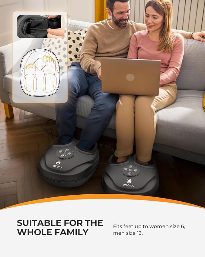 CooCoCo FSA Eligible Foot Massager with Heat, Upgraded Shiatsu Feet Massager for Plantar Fasciitis, Neuropathy, Foot Warmer for Women Men Mom, Feet Massage Machine with Kneading, Compression, Size 13
