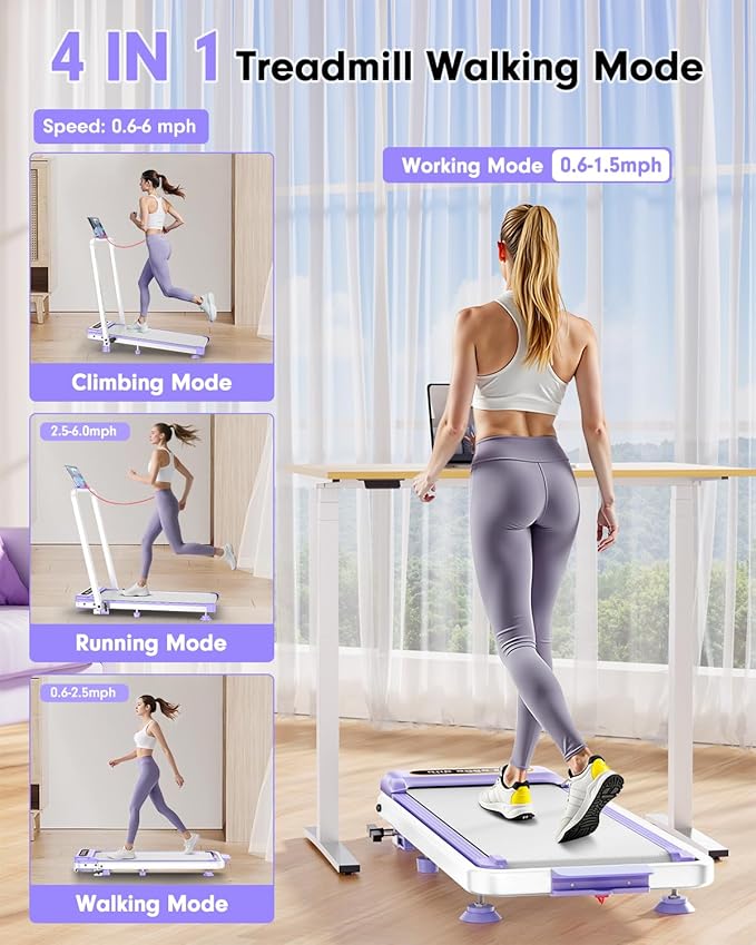 Walking Pad with 10% Incline & Handle Bar, Low Noise Walking Pad Treadmill for Home Small, Rayspace 3.5HP Treadmill with Incline, 4 in 1 Portable Compact Walking Pad with Incline/APP 350lbs