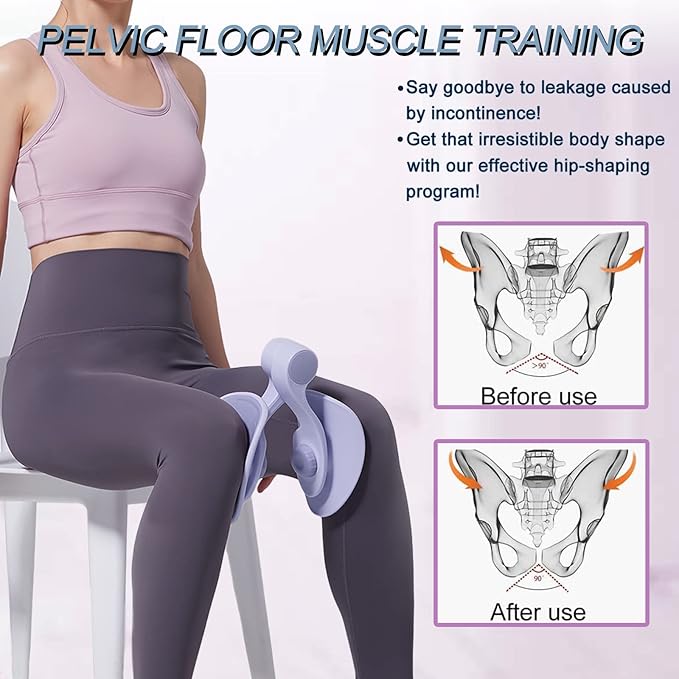 Pelvic Floor Exercise Devices, Inner Thigh Kegel Exerciser, Kegel Trainer for Postpartum Rehabilitation, Exerciser of Thigh at Home, Hip Under Desk Exercise Men Women with Band