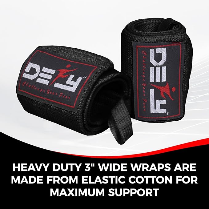DEFY Fitness Wrist Wraps 18" Professional with Thumb Loops- Premium Quality, Strong Fastening Straps- Men & Women – Best for Weightlifting, Powerlifting,Strength Training