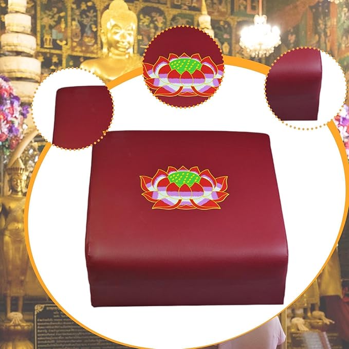 Colaxi Meditation Bench Prayer Cushion for Knees Portable Wooden PU Leather Kneeler Pad Kneeling Stool Meditation Cushion for Indoor