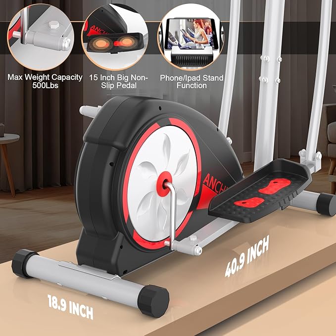 Elliptical Exercise Machine,Ultra-Quiet Drive Elliptical Machine for Home,Ancheer Elliptical Magnetic Resistance,Pulse Sensor Built-in,LCD Monitor,Elliptical Exercise Machine 350lb Weight Capacity