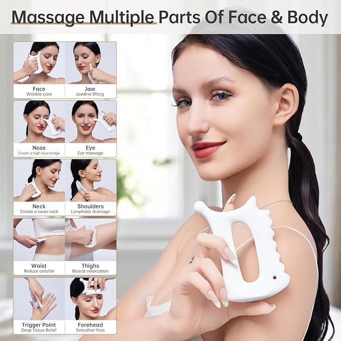 Body Gua Sha Tool,6-in-1 Gua Sha Facial Tools for Lymphatic Drainage,Ceramic Body Guasha Massager Tool for Stress Relief,Trigger Point Tool for Fascia Massage, Korean 괄사 Guasha Tool for Women Gifts