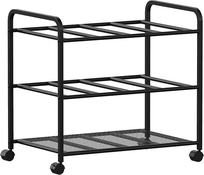 Yoga Mat Storage Rack with Wheels, Yoga Mat Rack for Fitness Class, Home, Gym, Workout Room, Home Gym Storage with Rounded Corners, Large-Capacity, Easy Assembly, Black