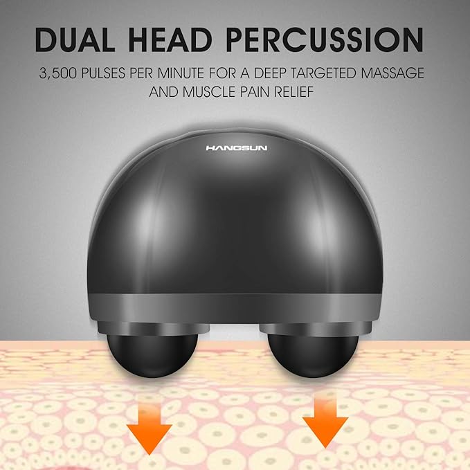 HANGSUN Handheld Neck Back Massager for Pain Relief Deep Tissue, Electric Double Head Percussion Massage MG460 for Shoulder, Leg, Foot, Muscles, Full Body, Corded, 2.3 lb