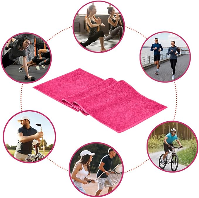 NUKURA 12” x 40” Gym Sweat Towel, 450 GSM, 100% Cotton, High Absorbency, Extra Soft & Quick Dry Workout, Yoga & Fitness Towel – Pink