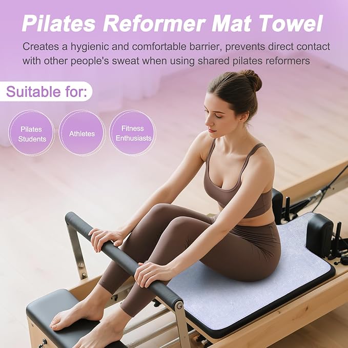 Pilates Reformer Mat Non Slip, Pilates Reformer Cover Towel, Sweat-Wicking Mats Accessories, Foldable Washable Pilates Machine Mat Cover for Home, Studio, Gym Fitness