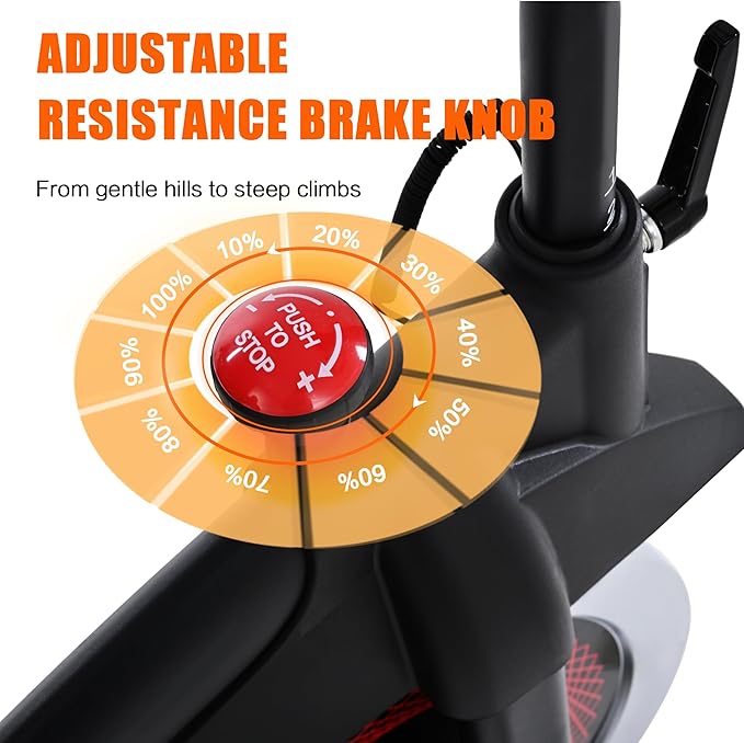 Exercise Bike, Wool Felt Brake Pad Stationary Bike - Quiet Belt Drive Indoor Cycling Bike for Home Cardio, Adjustable Handlebar & Extra Soft Seat, Digital LED Monitor with 300lb Weight Capacity
