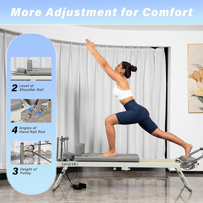 Reformer Pilates Machine, Foldable Pilates Reformer with Jump Board, Pilates Equipment for Home Gym Studio Use with 153 lbs Adjustable Resistance (400lbs Capacity)