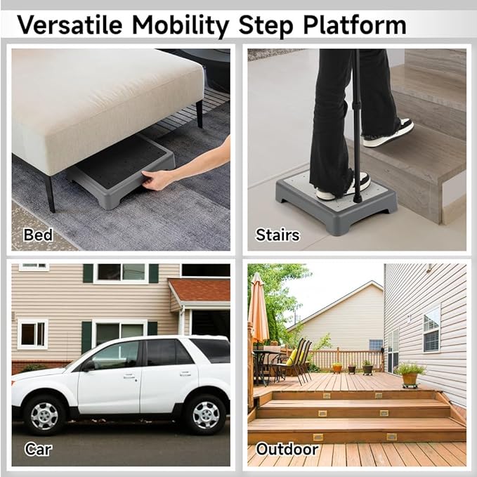 Generic for Adults & Elderly, Short Portable Step Support Riser, 440 Lbs Strong Bearing Capacity Half Step, One Step Stool, Non-Slip Mobility Step Platform for Stairs Beds Cars