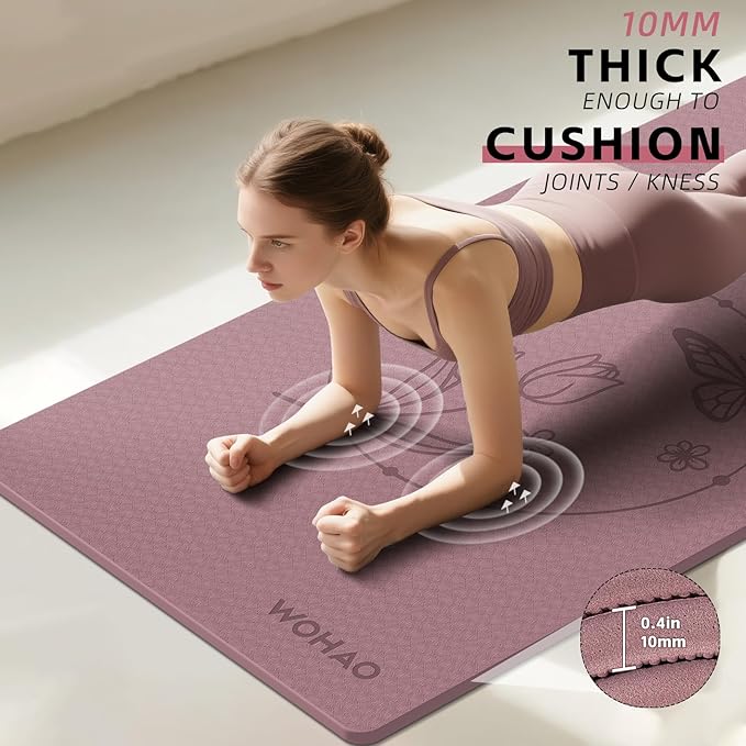 Large 76"x40"x0.4" Yoga Mat - Extra Width & Thick Non-Slip Exercise Mat, Versatile for Stretching, Yoga Studio, Gym, Home & Indoor/Outdoor Workouts
