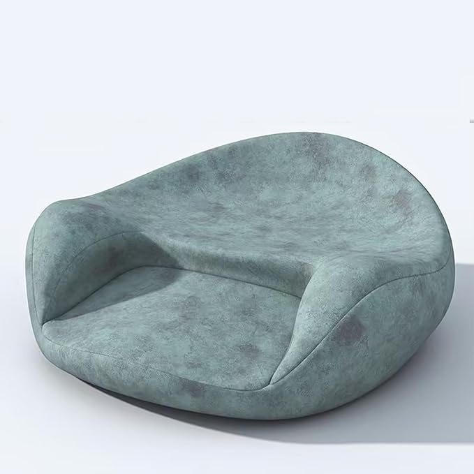 Ergonomic Meditation Cushion, Suede Floor Seat for Yoga and Mindfulness Practice, Memory Foam, Curved Back Support (Light Green)