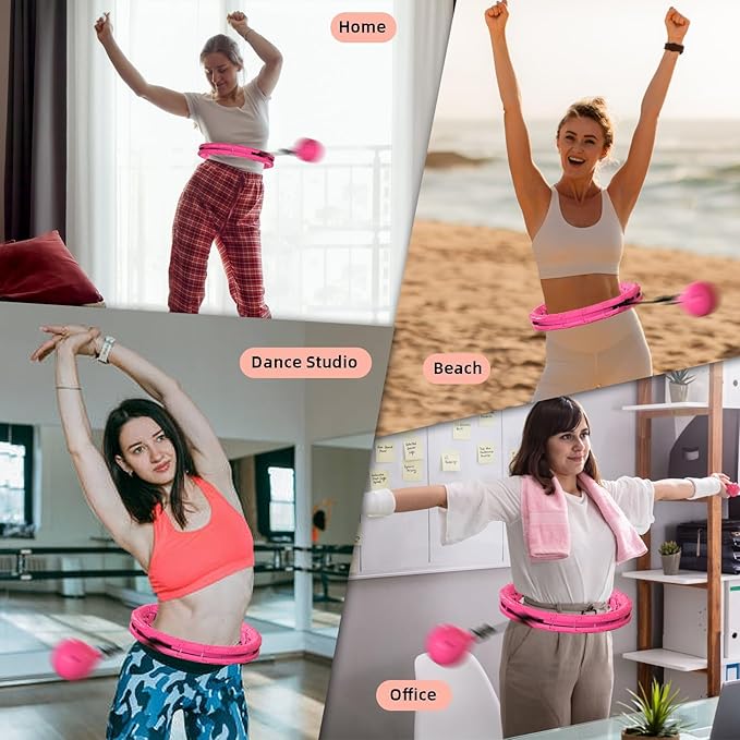 Weighted Hula Infinity Fitness Hoop for Adult Weight Loss, 2 in 1 Smart Fitness Workout Hula Circle Hoops with 28 Detachable Knots, Exercise Fit Hoop Suitable for Women and Beginners