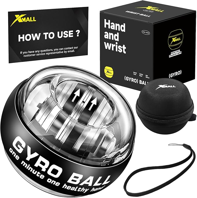XMALL Torque Ball Hand Exerciser, Grip Strength Trainer, Forearm Strengthener, Wrist Power Gyro Ball, Hand Strengthening Devices, Wrist Strengthener, Finger Exerciser, Auto-Start Colorful Lighting