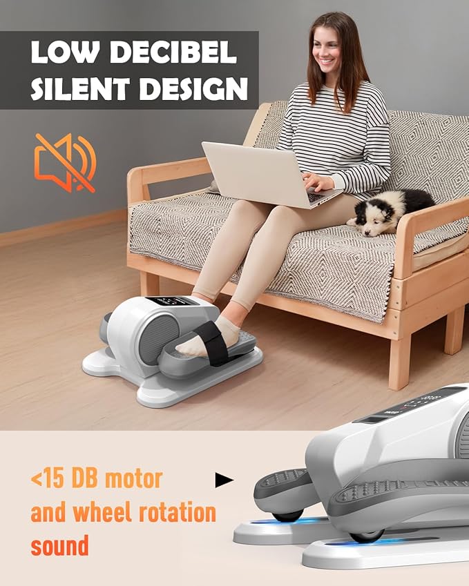 Under Desk Machine, Electric Elliptical Leg Exerciser for Senior, 13 Adjustable Speeds Quiet and Portable Seated Pedal Exerciser for Training with Remote Control
