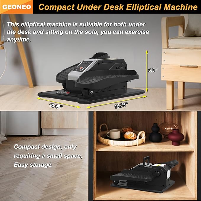 Under Desk Elliptical Machine, Electric Ellipse Leg Exerciser for Senior, Quiet and Compact Electric Seated Pedal Exerciser for Home with Display Monitor, Remote Control and 12 Adjustable Speeds