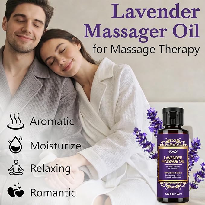 5 Pack Massage Oil for Massage Therapy, Lavender, Vanilla, Sore Muscle, Syringa & Anti Cellulite Massage Oil Kit for Relaxing Muscle & Soothing The Body, Home Spa Gifts for Her Him
