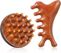 Wooden Scalp Massager Comb, 2 Pcs Sandalwood Scalp Massager Hair Growth Portable Manual Head Massage Tool Handheld Gua Sha Tool for Woman Men Wet Dry Hair Relaxation Body Head Scalps Care