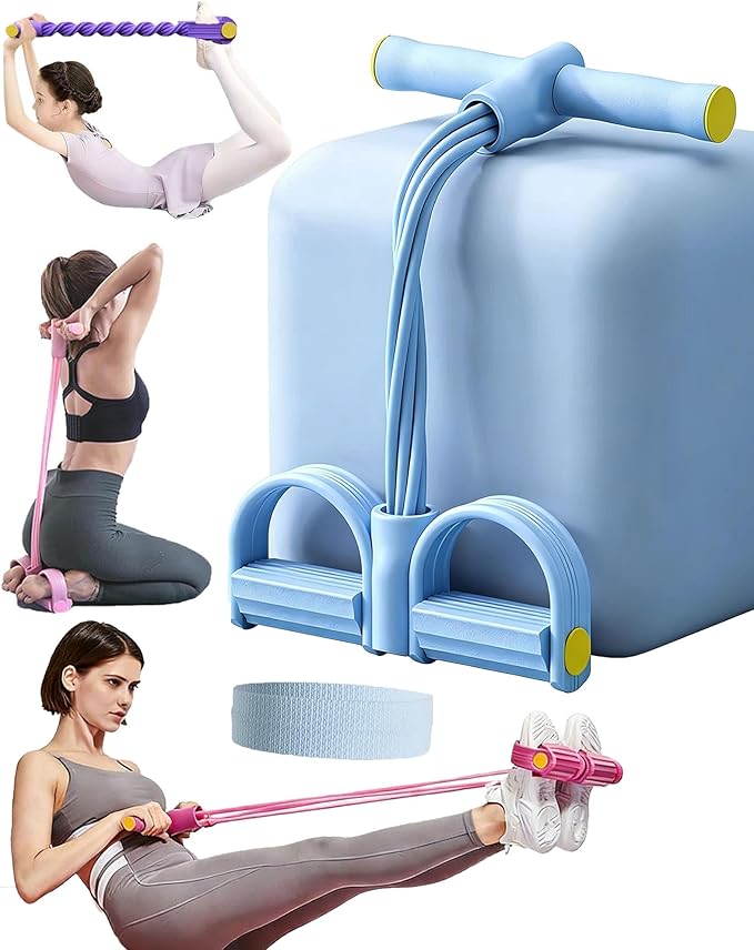 Fashion Puller Exercise, 8 Tube Pedal Resistance Device, Detachable and Adjustable Pedal Resistance Device, Multifunction Tension Rope Fitness Resistance Bands for Abdomen/Waist/Arm/Leg