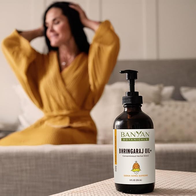 Banyan Botanicals Bhringaraj Oil+ – Organic Herbal Oil with Bhringaraj, Gotu Kola, and Rose – for Organic Skin Care and Hair Care – 8 oz – Non-GMO Sustainably Sourced Physician-Formulated