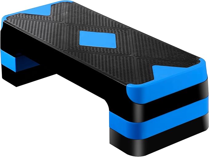 Smartxchoices 27'' Aerobics Stepper Workout Step Platform with 4 Risers 4"-6"-8" Height Adjustable, Non-Slip Fitness Exercise Workout Trainer for Cardio, Core, Strength Training,Home Gym