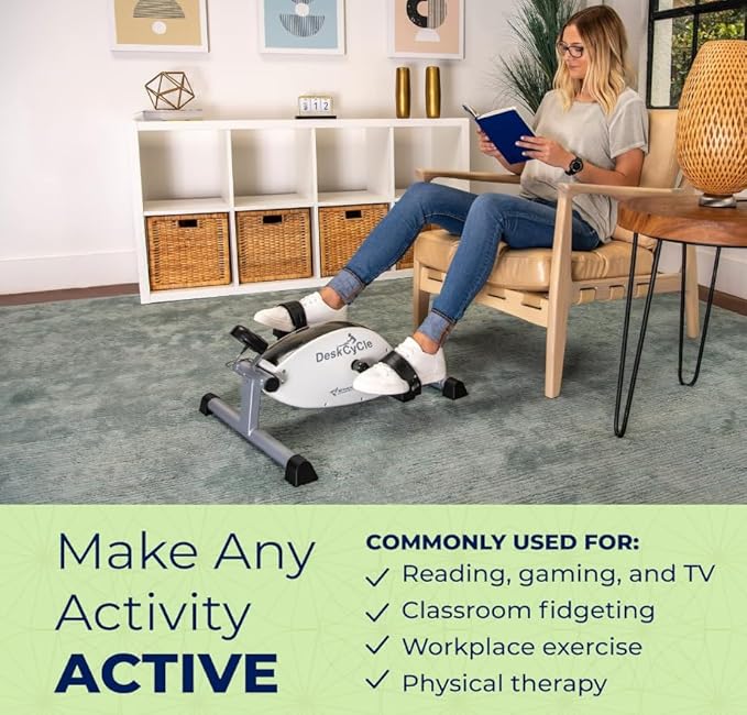 DeskCycle Under Desk Bike Pedal Exerciser - Stationary Bikes for Home & Office - Standard and Adjustable Height Versions