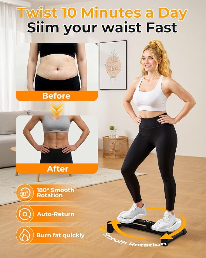 OWLSKY Waist Twister Machine Exercise, Ab Twist Board with 330 lbs Weight Capacity, Abs Workout, 20dB Home Gym Equipment for Women Men