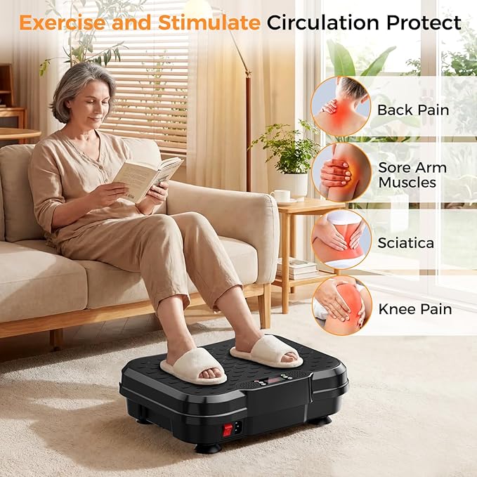 Vibration Plate Exercise Machine, Vibrating Platform for Lymphatic Drainage Weight Loss, 250 Speeds Full Body Workout Vibrated Plates Fitness Platform for Home Women Men