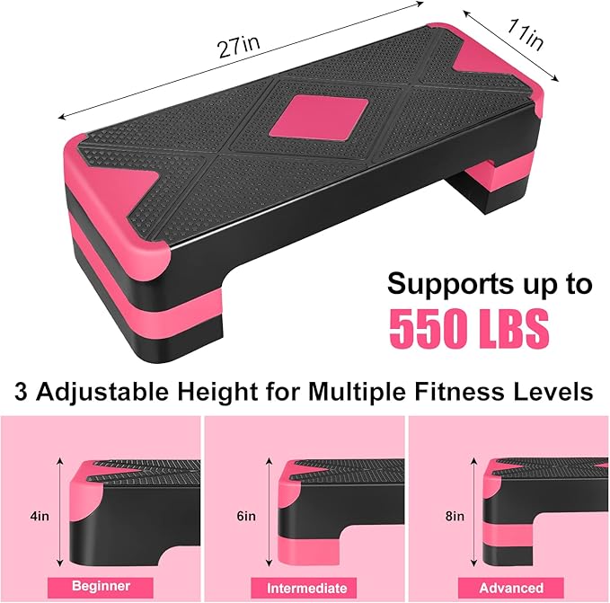 Adjustable Exercise Workout Aerobic Stepper Step Platform Trainer