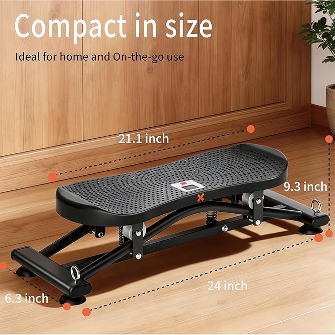 Balance Board for Adults, Rocking Stepper with Resistance Bands, Portable Wobble Board with LCD Monitor, 300 lbs Capacity Ski Trainer for Full Body Workout at Home Gym