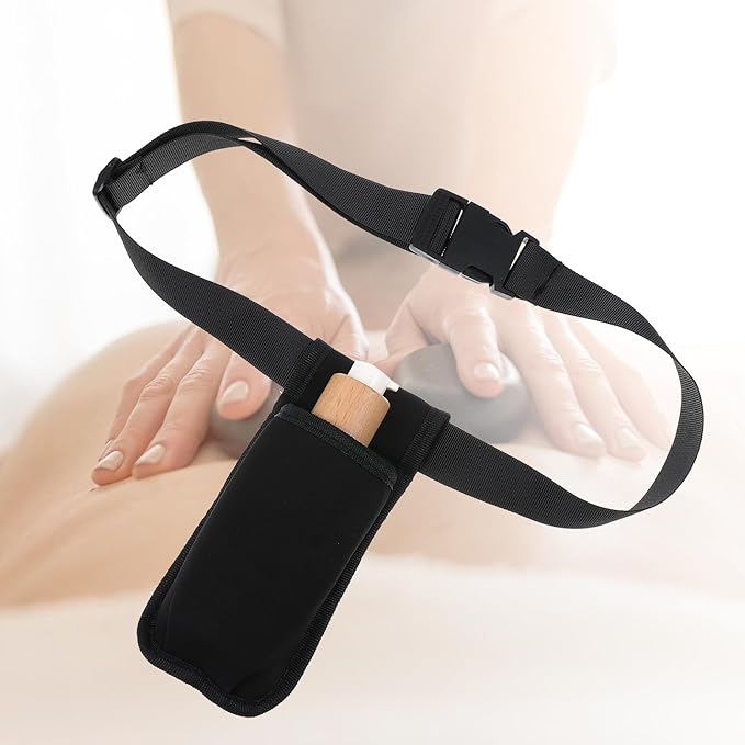 Massage Bottle Bag Lotion Oil Waist Holder Organizer Adjustable Durable Black Portable Storage Pouch Belt Hanging Easy Access Accessories Gifts 1Pcs