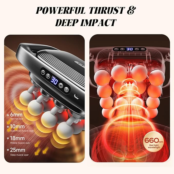 16 Head Massage Gun Deep Tissue, Body Massage for Back, Shoulders, Neck, Legs, Foot, Massage Gun deep Tissue, Percussion Massager with 3 Modes & 30 Intensities Body Muscle Pain Relief(Grey)