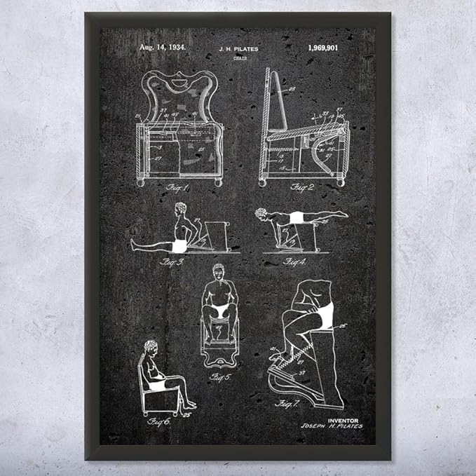 Pilates Chair Patent Framed Print (18x24) Pilates Gifts, Gym Art, Pilates Decor, Athlete Gifts, Garage Decor, Sports Gifts, Mom Gifts