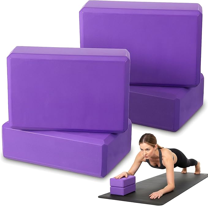 4 Pcs Yoga Blocks 9 x 6 x 4 Inch Eva Foam Lightweight Non Slip Yoga Props for Pilates Stretching and Meditation Exercise Blocks Lightweight Yoga Essentials