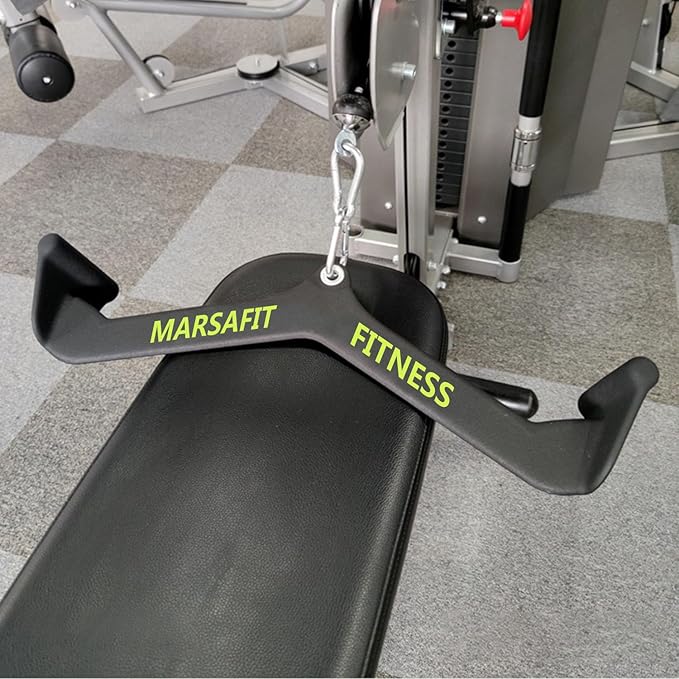 Home Gym Fitness Rowing T-bar V-bar Pulley Cable Machine Attachment, Bicep Curl Tricep LAT pulldown Bar Back Strength Training Handle Grips LAT Pull Down Bar for Seat Row Workout