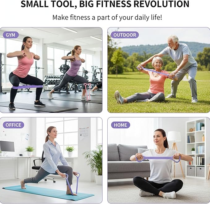 Figure 8 Exercise Bands for Women Men,3 Pcs Resistance Bands, Yoga Gym Fitness Pulling Rope 8 Word Elastic for Working Out,Arm,Back,Leg,Shoulder Training Elastic Ropes,Pilates,Home Workout Equipment