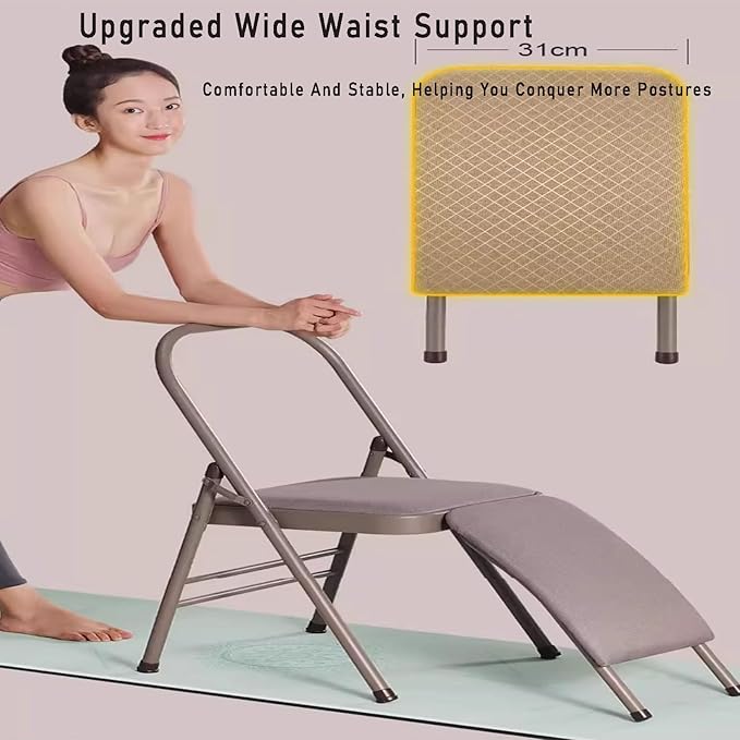 Yoga Chair,Foldable Pilates Chair,Thickened Steel Pipe Comfortable Breathable,for Indoor and Outdoor Yoga Studios(Black)