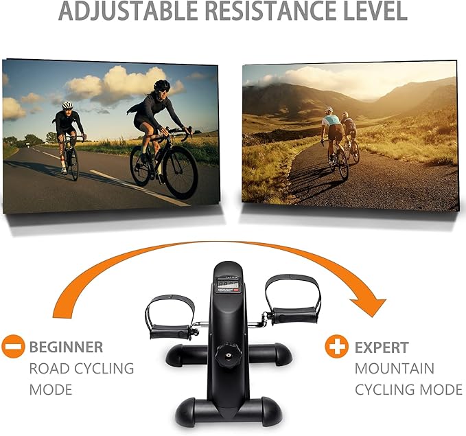 TODO Mini Exercise Bike Pedal Exerciser Foot Peddler Portable Therapy Bicycle with Digital Monitor