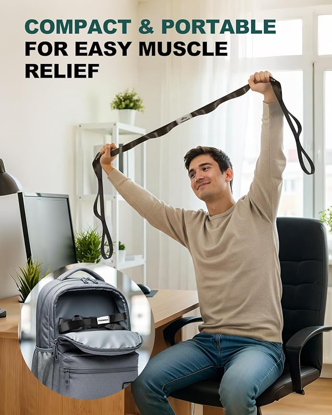 Trideer Stretching Strap for Physical Therapy & Home Rehab, Non-Elastic Yoga Stretch Strap with Loops for Mobility, Yoga & Pilates Stretching