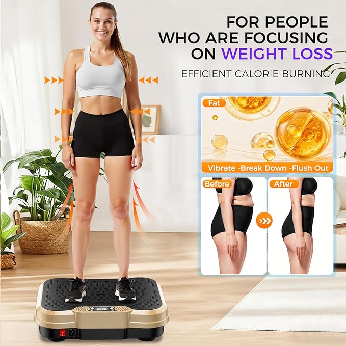 Vibration Plate Exercise Machine,Vibration Plate for Lymphatic Drainage Power Vibration Plate Machine Support 450 Lbs 250 Adjustable Speeds,Vibrating Plate Shake Plate Weight Loss