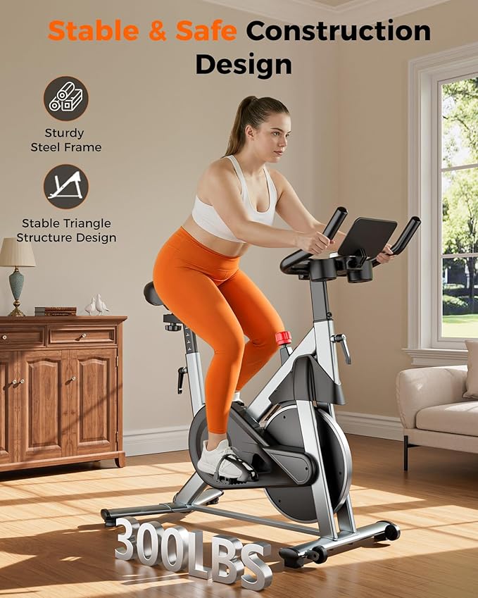 SupeRun Magnetic Exercise Bike for Home, Stationary Bikes Indoor Cycling with 32-Level Resistance, Adjustable for Users 5'1" to 5'11" & 300lbs Capacity
