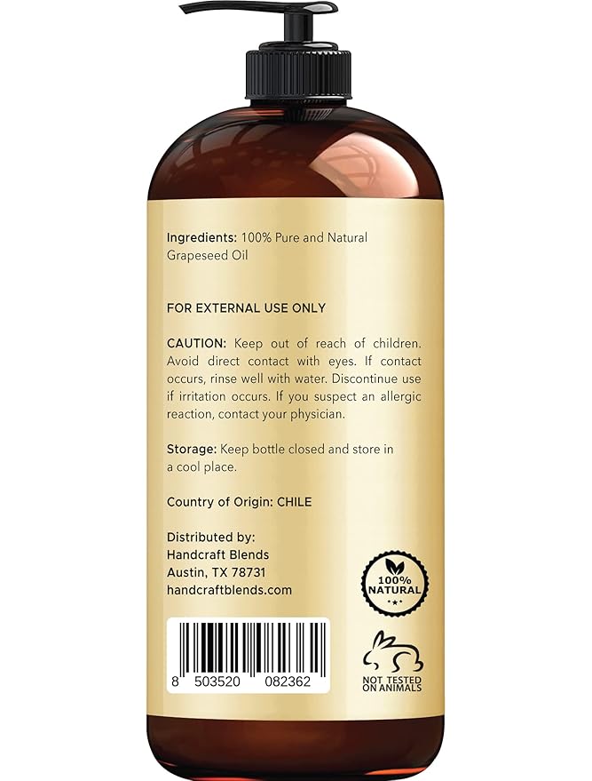 Handcraft Blends Professional Massage Set: Fractionated Coconut Oil and Grapeseed Oil – (2 x 16 Fl Oz) – 100% Pure & Natural – Premium Carrier Oils for Massage Therapy and Skin Care