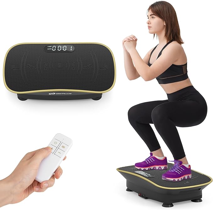 Goplus Vibration Plate Exercise Machine, Vibrating Platform for Lymphatic Drainage w/Remote, LED Display, Home Workout Full Body Shake Board for Weight Loss
