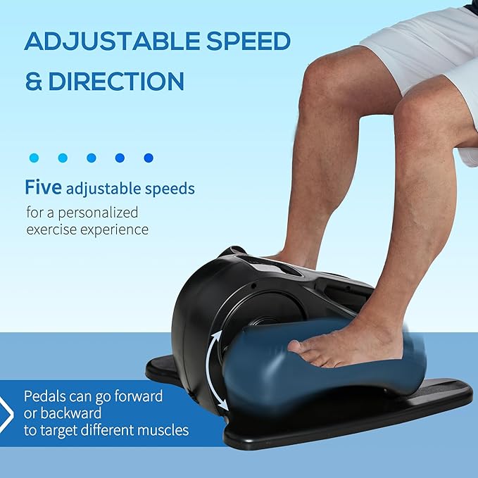 Soozier Under Desk Elliptical Exercise Machine, Mini Rehabilitation Bike, Powered Ellipse Leg Exerciser with Adjustable Speed, Remote & LCD Display for Home & Office