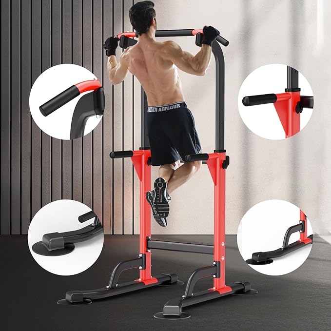Pull Up Dip Station For Home Gym Strength Training Fitness Workout Station Chin-Ups Push-Ups Pull-Ups Dip-Ups 330LBS T055CDC