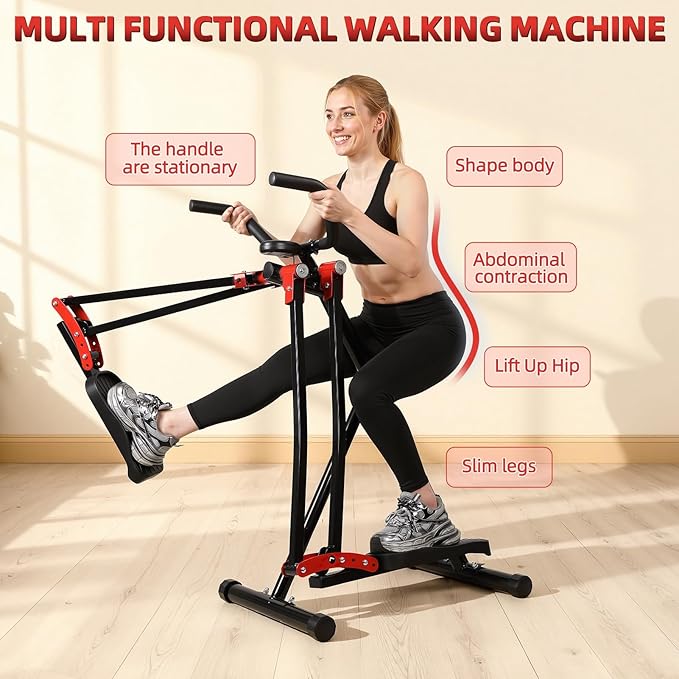 Foldable Air Walk Elliptical Exercise Machine for Home Gym, Side Sway 360° Full Body Cardio Trainer with LCD Monitor, Under Desk & Space Saving Fitness Equipment for Seniors