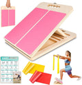Wooden Slant Board for Calf Stretching, Portable Adjustable Calf Stretch Board with Training Poster & Resistance Bands, 300lb Weight Capacity Calf Ankle Achilles Physical Therapy Leg Exercisers